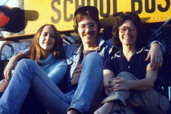 school bus High school senior and bus driver (with sister Dawn and mother Joyce), Brown's Summit, N.C.